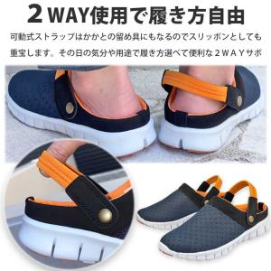 サンダル メンズ サボサンダル メッシュ クロ...の詳細画像3