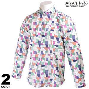 セール 70%OFF ALCOTT HILL アルコットヒル 長袖 カジュアルシャツ メンズ 春夏 総柄 01-1005-10｜realtree