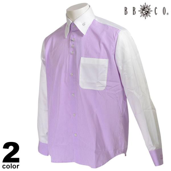 セール 30%OFF BBCO ビビコ 長袖 カジュアルシャツ メンズ 春夏 ストライプ ボタンダウ...
