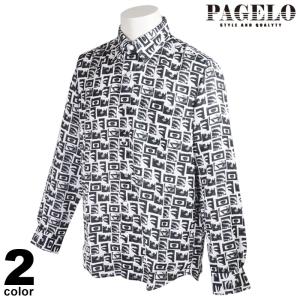 PAGELO パジェロ 長袖 カジュアルシャツ メンズ 2022秋冬 総柄 シャツ