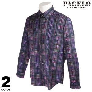 PAGELO パジェロ 長袖 カジュアルシャツ メンズ 2022秋冬 総柄