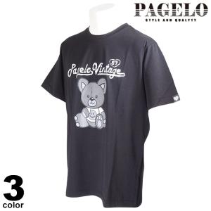 PAGELO パジェロ 半袖 カットソー メンズ 春夏 クルーネック クマ プリント ロゴ 31-2503-07｜realtree