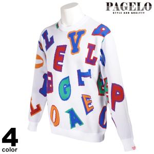 PAGELO パジェロ 長袖 ニット メンズ 秋冬 ウール クルーネック 総柄