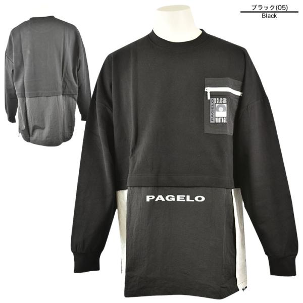 PAGELO パジェロ トレーナー メンズ 2023秋冬 クルーネック 胸ポケット付き ロゴ 35-...