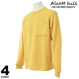 セール 30%OFF ALCOTT HILL アルコットヒル 長袖 カットソー メンズ 秋冬 クルーネック 日本製 ロゴ 35-1503-10｜realtree