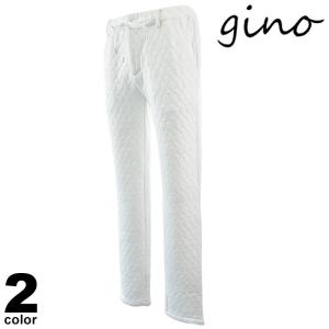 セール 30%OFF gino ジーノ ロングパンツ メンズ 秋冬 キルト調 ストレート ウエストゴム ロゴ 35-5313-02｜realtree