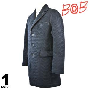 BOB ボブ コート メンズ 秋冬 チェック柄 ロングコート 防寒