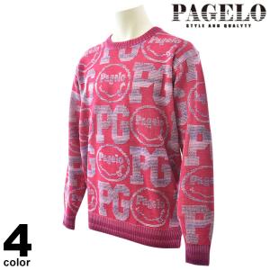 PAGELO パジェロ 長袖 ニット メンズ 秋冬 ウール クルーネック 総柄