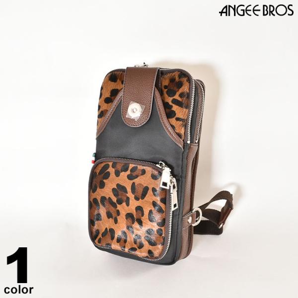 セール 50%OFF ANGEE BROS アンジーブロス ボディーバッグ 秋冬 馬革 ヒョウ柄 ロ...