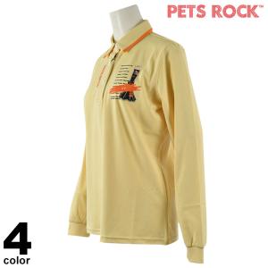 PETS ROCK ペッツロック 長袖 ポロシャツ レディース 2023秋冬 アニマル プリント ペット ロゴ a6-1860-21｜realtree