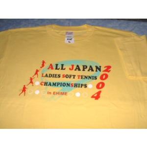 全日本レディースソフトテニス２００４！黄Tシャツ（決勝大会in愛媛）メンズＭサイズ　※クロネコメール...