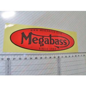 メガバス　ステッカー Megabass/メガバス/楕円/黒地/オレンジ文字/ステッカー/シール : レア