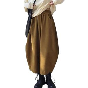 パンツ バルーン シルエット ウエスト ゴム きれいめ レディース XXL(キャメル,  2XL)