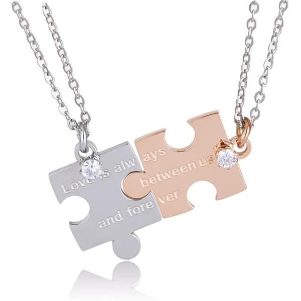 ペアネックレス カップル プレゼント ジュエリー メンズ レディース シルバー＆ピンクゴールド(シル...