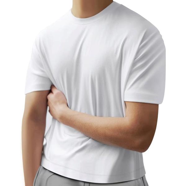 Tシャツ メンズ 半袖 綿100% クルーネック 無地 定番 ビジカジ 柔らかい肌触り 洗える 防シ...