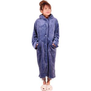 吸湿発熱プラス1℃ ふわとろマイクロファイバー着る毛布 着丈110cm 男女兼用 MDM(ネイビー,...