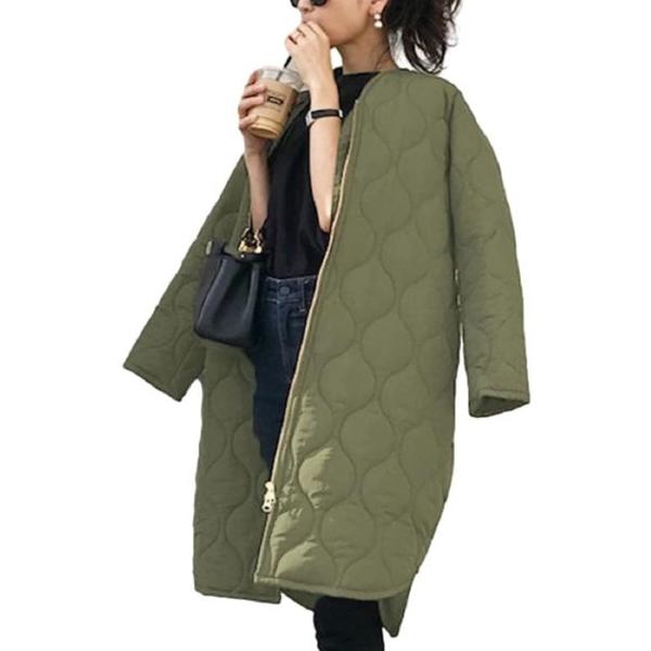 ニブンノイチプラス ジャケット コート キルティング モッズ ノーカラー レディース(カーキ,  M...