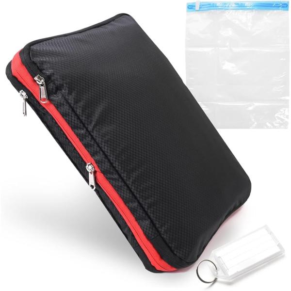 旅行用圧縮袋 圧縮バック 旅行用ポーチ 衣類 トラベルポーチ M ネームプレートセット(35x25x...