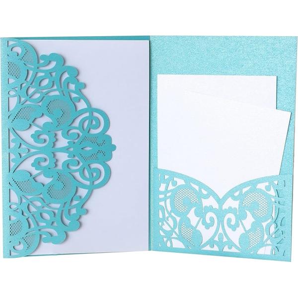 メッセージカード グリーティングカード レーザーカット ポケット付き 三つ折り レース風 封筒 (タ...