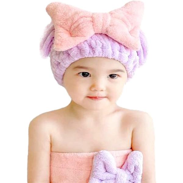 Miaotti タオルキャップ ヘアドライタオル キッズ 子供 吸水ヘアタオル お風呂上がり帽子 女...