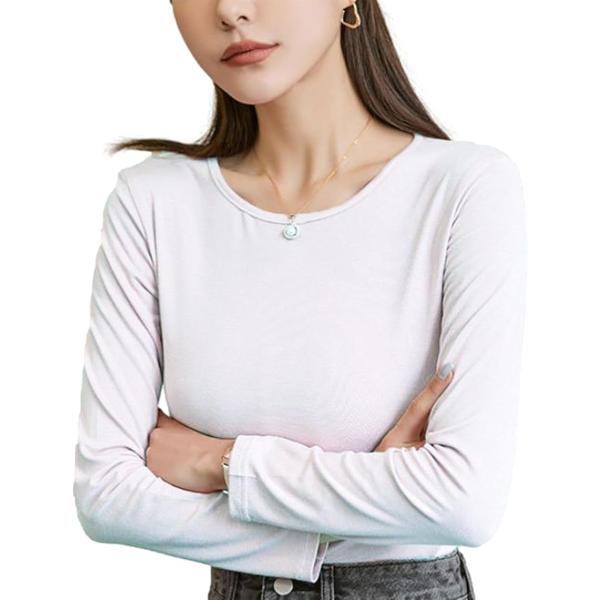 ロンT 長袖 シンプル ストレッチ 無地 ロング 涼しい 着心地 通気性 Tシャツ カットソー イン...