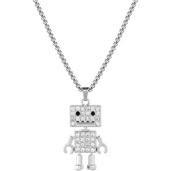 メンズネックレス レディースネックレス 長さ70cmのペンダント ユニセックス ロボット (ロボット...