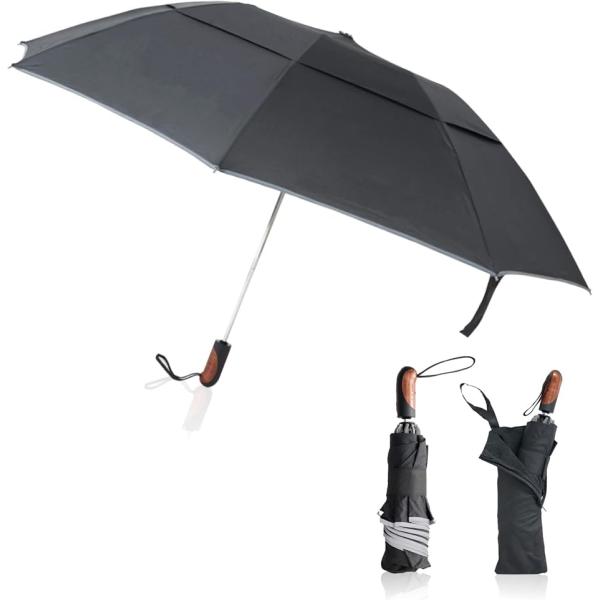 brocky 折りたたみ傘 メンズ 大きい傘 軽量 折り畳み傘(ブラック,  ワンサイズ)