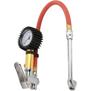 エアチャックガン タイヤゲージ エアゲージ 縦型 タイヤ空気入れ 自動車 バイク MTB 米式 MDM(赤)