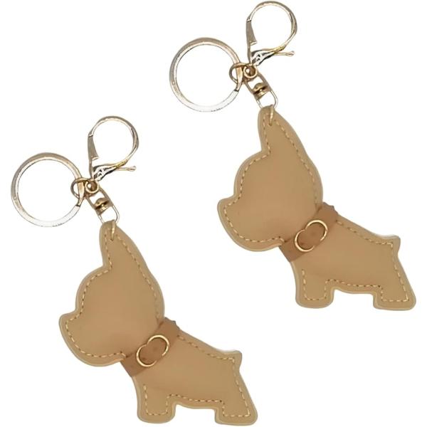 APOSITIV犬 キーホルダー かわいい キーリング 立体 やわらか キーチャーム (ベージュ2個...