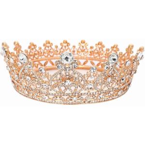 王冠 クラウン ティアラ 髪飾り 結婚式 花嫁(ゴールド,  フリー)
