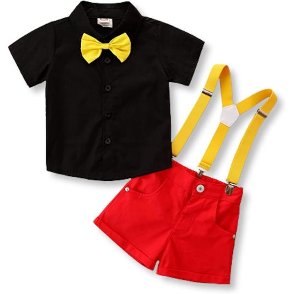 サスペンダー 子供服 コスチューム セットアップ おでかけ 半袖 記念写真 ジュニア ベビー服(80...