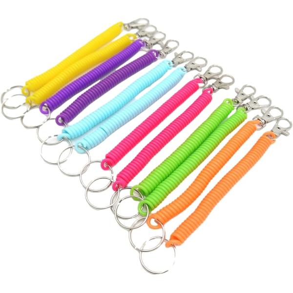 スパイラル キーリング キーホルダー スパイラルキーチェーン コイルストラップ 伸びる 12点セット...