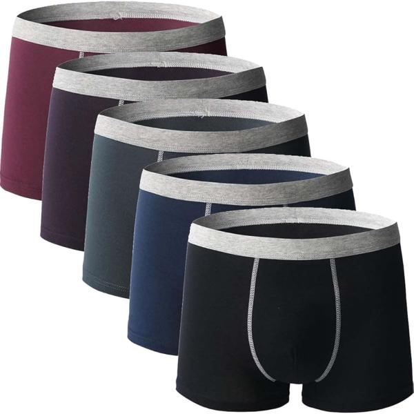 ボクサーパンツ メンズ 下着 紳士 切替5色5枚(切替5色5枚セット,  L)