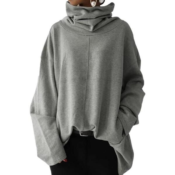 ニブンノイチプラス ゆったり 長袖 ドロップ ショルダー ボトル タートル ハイネック 厚手 カット...