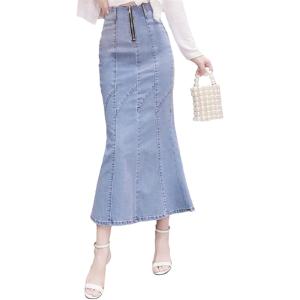クローブキューブデニム スカート マーメイド 中厚手 タイト シルエット ロング 丈 フレア(LIG...