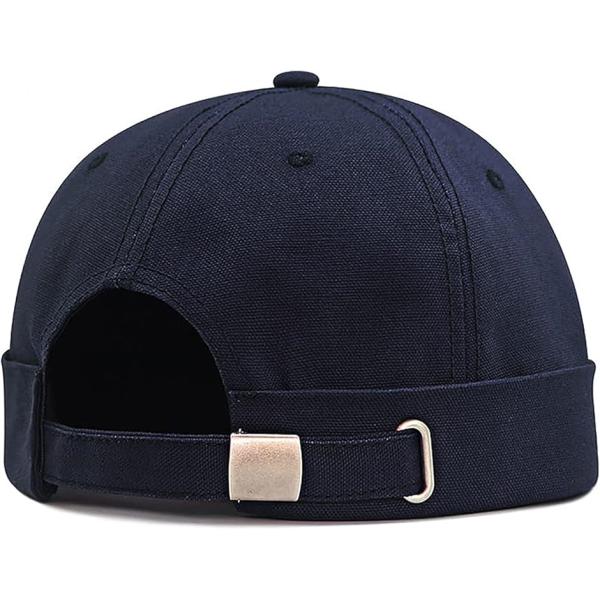 ラクエスト コットン100％ ロールキャップ つばなし フィッシャーマンキャップ(ネイビー,  L)