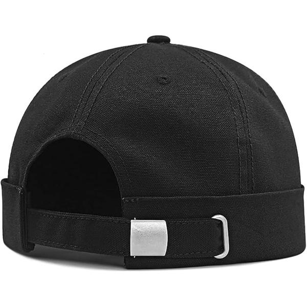 ラクエスト コットン100％ ロールキャップ つばなし フィッシャーマンキャップ(ブラック,  L)