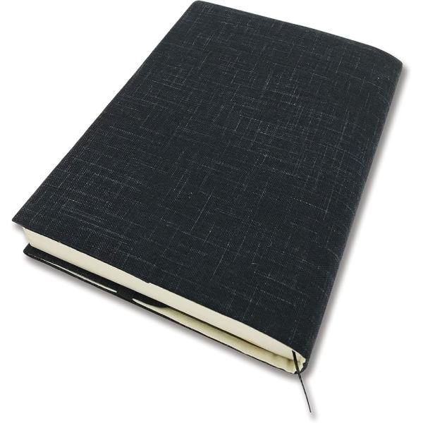 ブックカバー A5 文芸書 参考書 専門書 サイズ調整可能 読書 日本製 しおり付き(無地ブラック,...