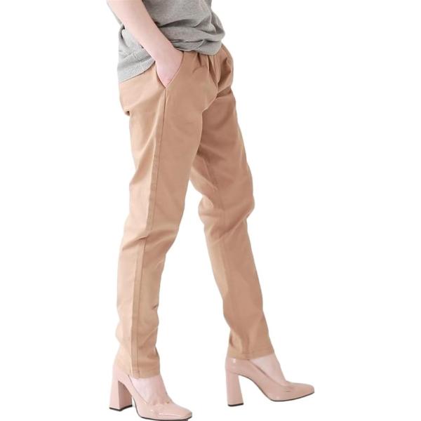スッキリ きれいめ 太もも 楽ちんワイドタック ストレッチ コットン テーパード パンツ ボトムス ...