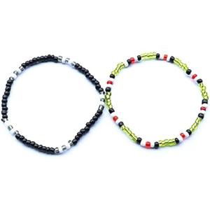 ブレスレット ビーズ 2本セット テテ着用モチーフ 韓国ファッション メンズ レディース V 黒 緑...