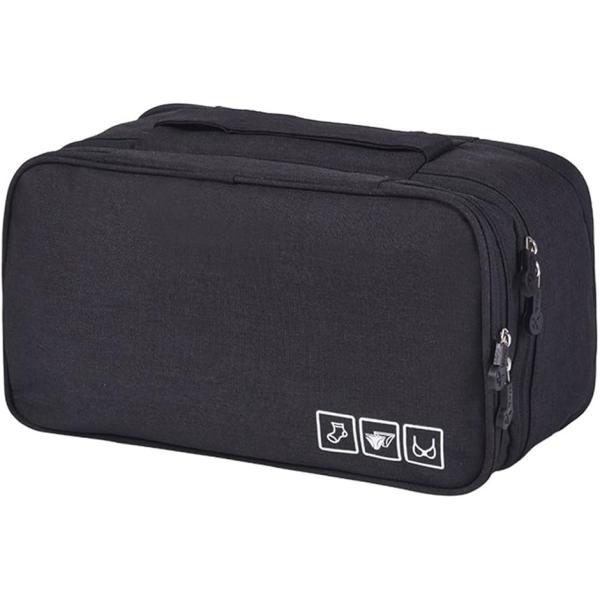 トラベルポーチ トイレタリーバッグ 多機能ポケット 化粧ポーチ 洗面用具 下着(ブラック)