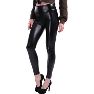 レザー ロングパンツ レギンス レディース フェイクレザー 美脚 おしゃれ(ブラック,  XL)