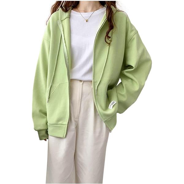 ジップパーカー レディース かわいい ゆったり 秋 冬 オシャレ(グリーン,  XL)