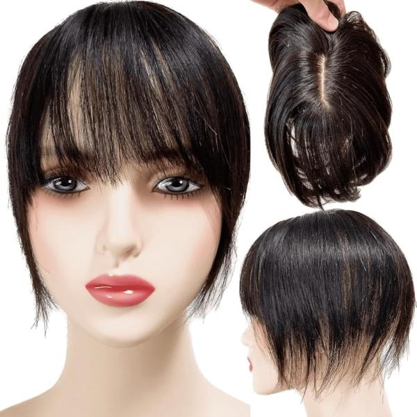 部分ウィッグ 人毛100% ヘアピース トップピース トップカバー 白髪カバー 前髪ウィッグ 自然 ...