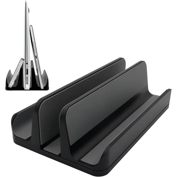 新型3in1ノートパソコンスタンド 縦置きスタンド 冷却スタンド 幅を調整可能 アルミニウム素材(黒...