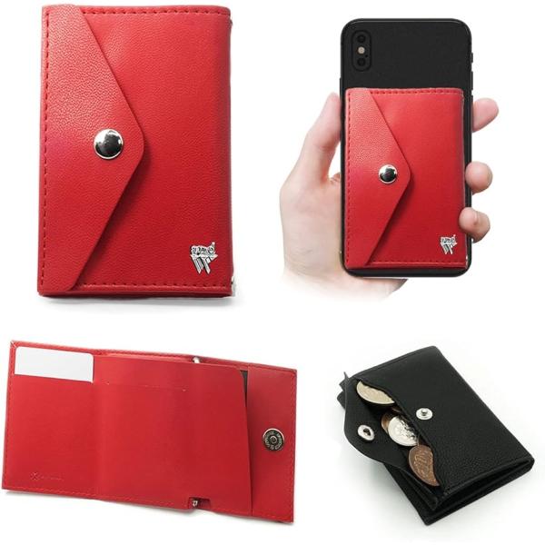 PUレザー ミニマム財布and W スマホ取付OK iPhone/android 繰り返し取外しでき...