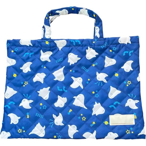 レッスンバッグ ポケット付き 絵本バッグ 手作り風 男の子 絵本袋 手さげ おけいこバッグ 帆布 (...