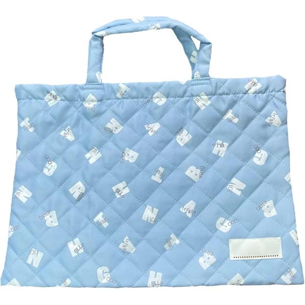 レッスンバッグ ポケット付き 絵本バッグ 手作り風 男の子 絵本袋 手さげ おけいこバッグ(アルファ...