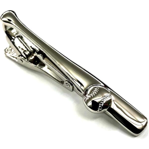 日本製ネクタイピン・タイバー バット＆ボール 野球 ベースボール 野球好き (ニッケルシルバー,  ...