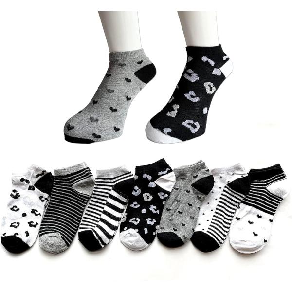 スニーカーソックス レディース セット 綿混 モノトーン柄 靴下 くるぶし丈 お買得7足組(ブラック...